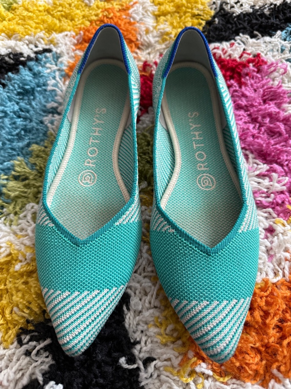 Rothy's Aqua/Turquoise The Point Knit Flats